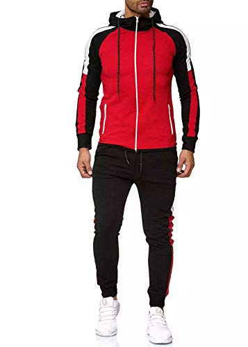 Chándal Completo para Hombre, Moda Slim Fit Conjunto Deportivo de Manga Larga Casual Sudadera con Capucha + Pantalones Deportivos Conjuntos