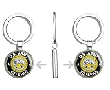 HJ Media Round U.S. Army Veteran (ic Vet Soldier gi Military) Metal Round Metal Key Chain Keychain Ring