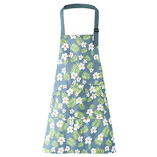 LECTNORE Floral Waterproof Cooking Apron with Pocket, Kitchen Apron for Women Adjustable Chef Apron, Style 4