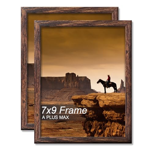 7x9 Picture Frame Set of 2 Brown Light Weight Tabletop and Wall Mount