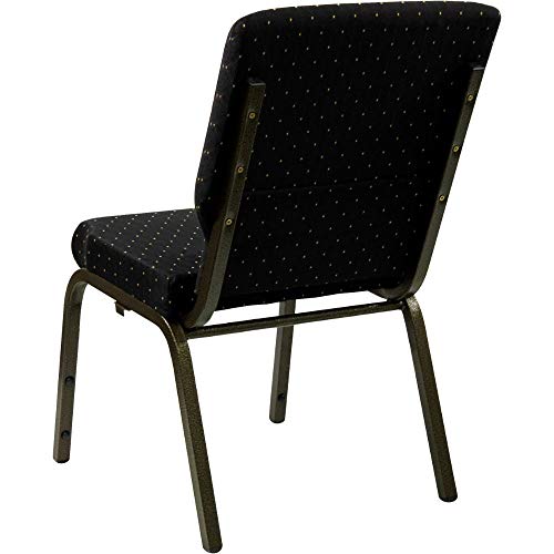Flash Furniture HERCULES Series 18.5''W Stacking Church Chair in Black Dot Patterned Fabric - Gold Vein Frame