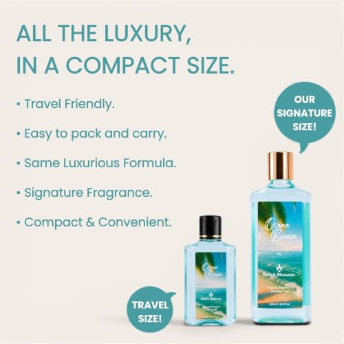 Image of Bath & Blossoms Ocean Breeze Shower Gel | Fresh Aquatic Scent | Rich Foaming Lather | Aloe Vera & Vitamin E | Gentle Hydrating formula suitable for all skin types | Vegan & 100% Paraben Free | Premium Body Care