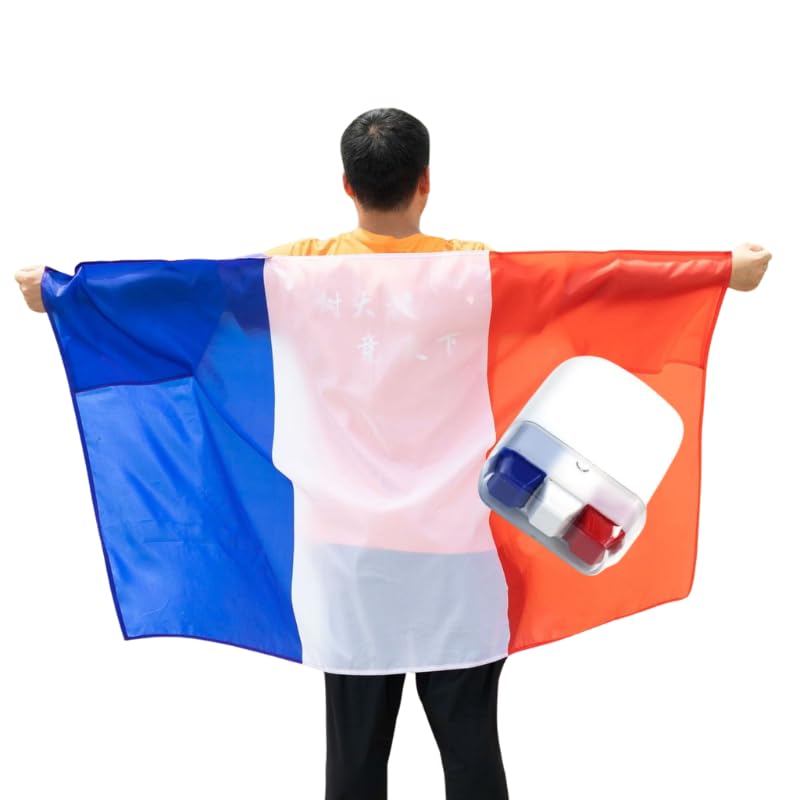 Kit Supporters Français - Drapeau Cape & Stick de Maquillage Bleu-Blanc-Rouge France