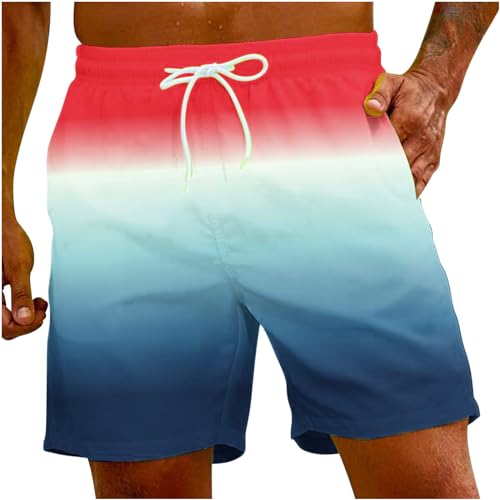 Pantalones cortos de natación para hombre, pantalones cortos de natación para playa, verano, deportes al aire libre, pantalones cortos sueltos de color arcoíris, pantalones cortos ligeros