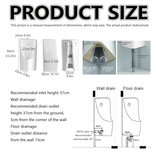 Orinal de cerámica con sensor automático de descarga de agua para pared 3
