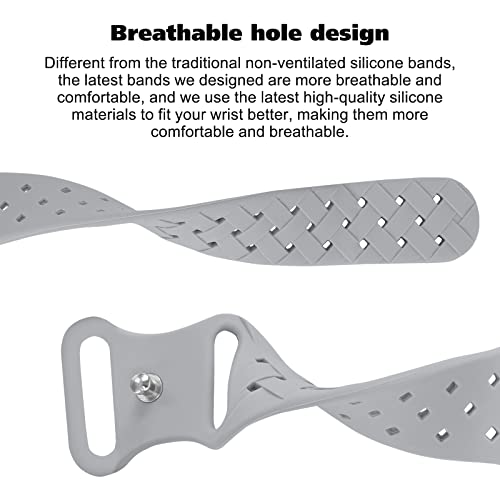 Image of Silicone Braided Weave Bands Compatible with Apple Watch 38mm 40mm 41mm 42mm 44mm 46mm 45mm 49mm, Replacement Sport Breathable Strap for iWatch Series 11 /10 /9 /8 /7 /6 /5 /4 /3 /2 /1 Ultra SE Women Men, Gray