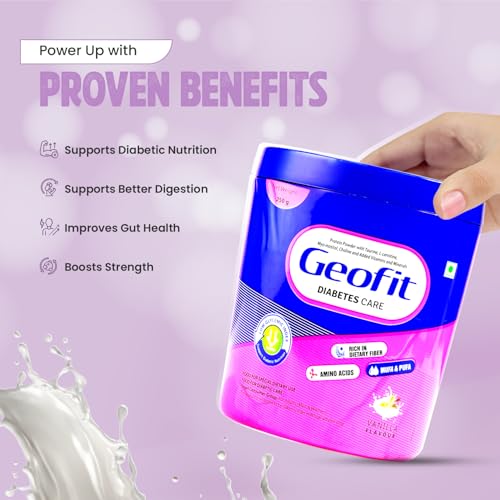 Image of Geofit Vanilla Diabetic Protein Powder 250g | Supports Gut Health & Digestion | Antioxidant Rich | No Added Sugar | Rich in Fiber & Amino Acids | Best Diabetic Care Protein for Men & Women