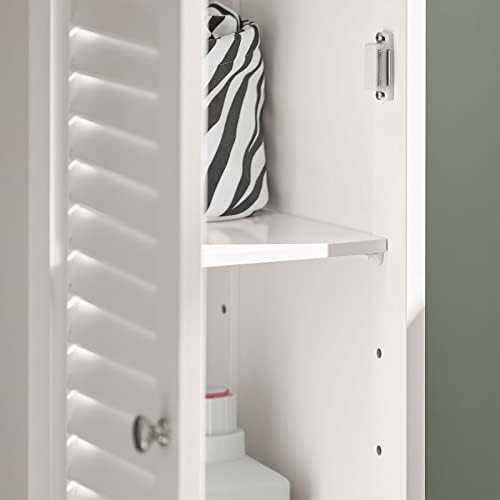 SoBuy FRG236-W, Bathroom Tall Cabinet Bathroom Storage Cabinet with 2 Shutter Doors and 1 Drawer, H170cm, White
