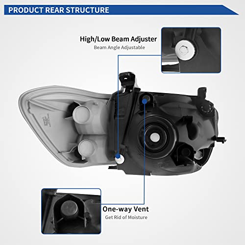 Image of OEDRO Headlight Assembly Compatible with 2005-2006 Tundra(Double Cab /Crew Cab Only) /2005-2007 Sequoia, Headlamp with Amber Reflector Chrome Housing