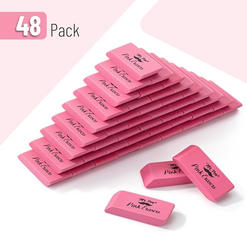 Image of Mr. Pen- Pink Pencil Eraser Bulk, 48 Pack | Large Latex Free Block Erasers for School, Office, Art Sketching, Homework, Exams, Clean Smudge-Free Correction
