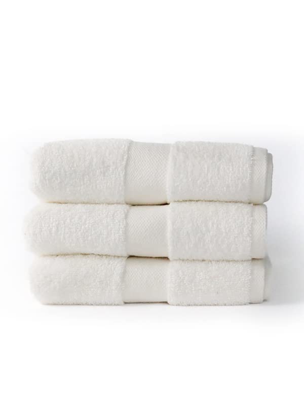 Taka Fabrics 3 Pieces Pack Wave 100% Cotton Towel, Guest Towels Sets (50x80 cm, Ecru)