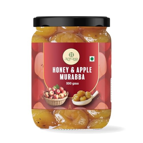 Image of Arivasa Organics Apple Murabba with Honey (500g) Delicious Kashmiri Apple Fruit Sweet Preserve, Rich in Antioxidants, Fibre & Immunity | Mouth-Watering Sweet Snack Marmalade Jar - Ghar ka Seb Murabba