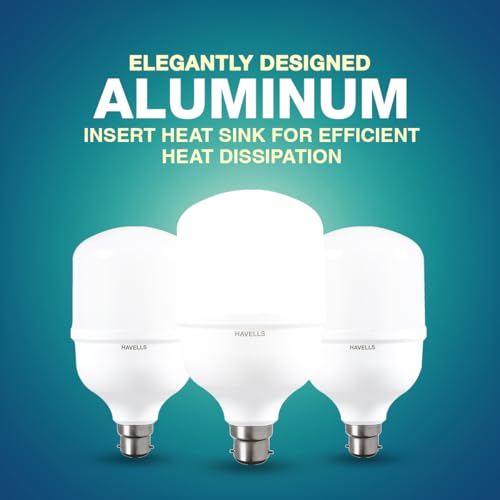 Image of Havells 30W High Wattage Led Bulb | High CRI & High Efficiency | Energy Efficient | Mercury-Free | 4KV Surge Protection | 100 Lumens Per Watt |Cool Day Light (6500K) B22D (Pack Of 4)