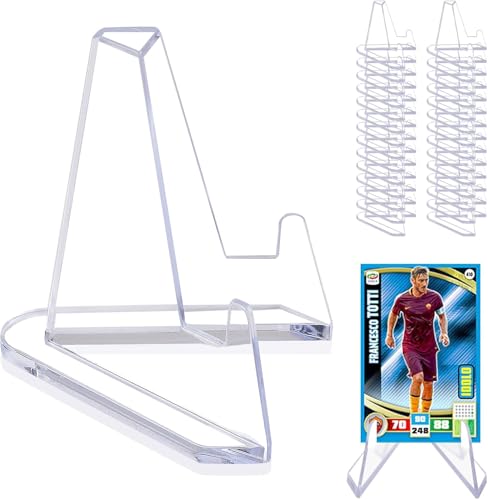 Image of vivinin 20 Packs Card Display Stand, Card Stand, Card Stands for Sports Cards, Trading Card Stand, Acrylic Material, 2.7 Inch Tall