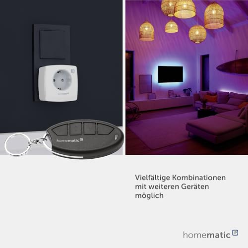 Homematic IP Smart Home Schlüsselbundfernbedienung – 4 Tasten, Zubehör für Ihr Homematic IP Smart Home, vier Tasten universell einsetzbar, schaltet Aktoren und Funktionen, kabellos, 140740A0