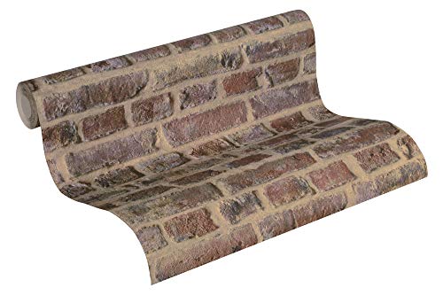 A.S. Création Brick Wallpaper Elements Non-Woven Wallpaper 10.05 m x 0.53 m Brown Red Beige Made in Germany 371611 37161-1