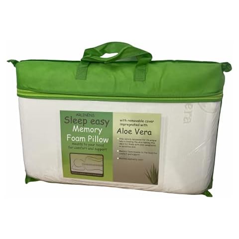 S&S Bedding Aloe Vera Memory Foam Pillow Extra Filled Soft Pillow for neck and back support Orthopaedic Temperature Sensitive Anti-Bacterial Anti-Allergic Pillows with removable cover (Pack of 2) Cover