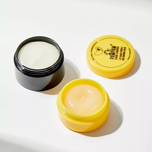 dr pawpaw lip scrub and lip balm duo - hydrating lip balm with pawpaw aloe olive and castor oils - vegan lip scrub for sensitive skin - 055 oz