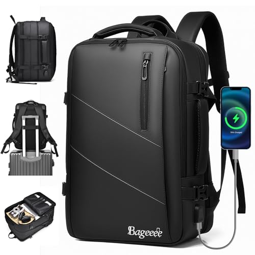 El Mejor Listado de Maleta viajera de esta semana. 43 Mochila de Viaje 10 kg avion, 55L Grande Expandible, Mochilas para Hombre Impermeable, Mochila para Laptop con Puerto USB, Múltiples Compartimentos, para Laptop 17 pulgadas y...
