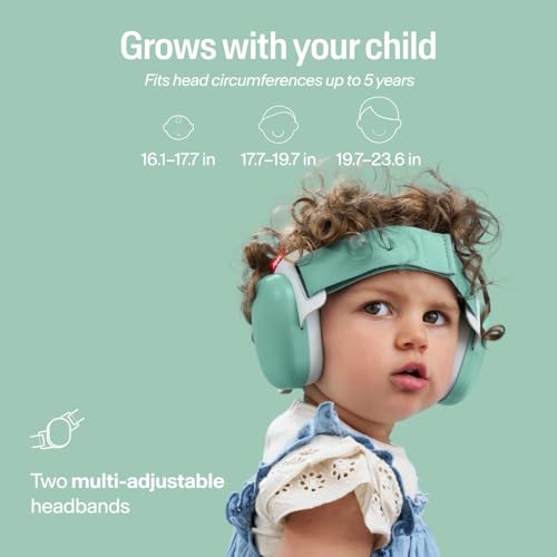 Image of Alpine Muffy Baby Comfort - Protects Hearing for Babies and Toddlers - CE & ANSI Certified - Headband for Safe fit & Comfort - Adjustable for Ages 3-48 Months - 24dB Sound Reduction, Green