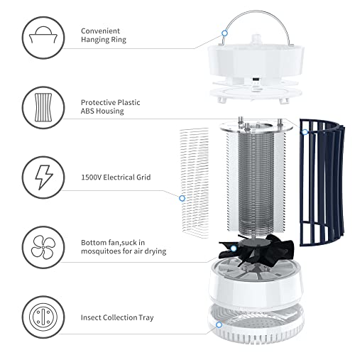 Lulu Home 2 Packs Indoor Bug Zapper With Fan, 1500V High Voltage Lighted Mosquito Lamp Trap, Usb Cable Plug-In Electric Insect Killer Catching Moth Mosquitoes Gnat Fruit Flies, Black & White #TOP2