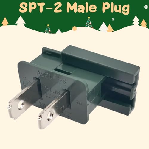 Image of 25 Pack Green SPT-2 Vampire Male Plugs for Christmas Lights Sets