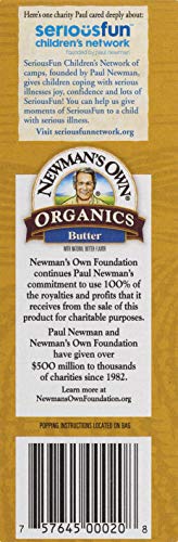 Newman's Own Organics Pop's Corn, Organic Microwave Popcorn, Butter, 3-Count, 9.9-Ounce Boxes (Pack Of 12) #TOP3