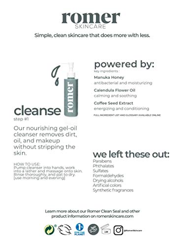 Romer Skincare Cleanse Nourishing Gel-Oil Cleanser - Gentle Aloe-Based Face Wash, Hydrating, Makeup Removing (190Ml/6.4Oz) #TOP2