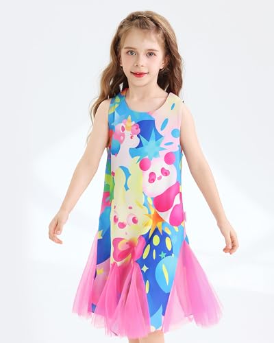 Girls Tulle Dress for Toddlers with Animal Print Pink Summer Tutu Sleeveless Dress Party & School 2-12 Years3