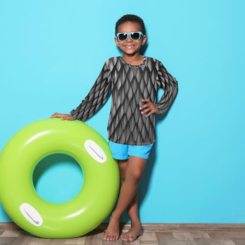Pfrewn Kids Rash Guard Shirt Long Sleeve for Boys Girls Cartoon Swim Shirt UPF 50+ Sun Protective 3-12T4