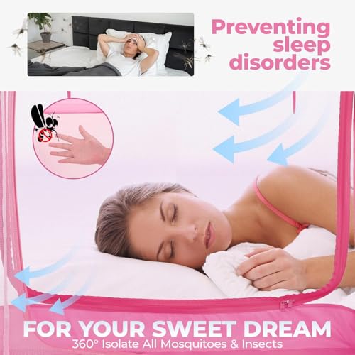 Image of Alvantor Full Size Canopy Bed Tent Mesh Full Mosquito Net for Beds Privacy Tent Slumberpod Blackout Indoor Tents for Beds Sleeping Pop Up Tents (Mattress Not Included)