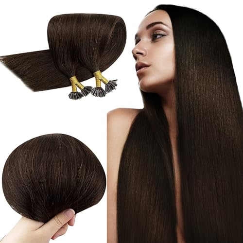 RUNATURE Pre Bonded Hair Extensions Real Human Hair Dark Brown U Tip Hair Extensions Human Hair Brown U Tip Extensions 12 Inch 40g 50 Strands