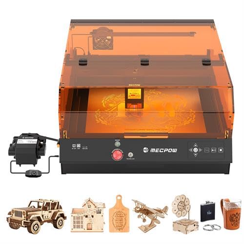 Mecpow X4 Pro 40W/20W Laser Engraver with Air Assist, Enclosed Laser Cutter with Camera and Led Lights, 30000mm/min Speed Laser Engraving Machine with Auto Fan for Metal and Wood, Acrylic,etc.