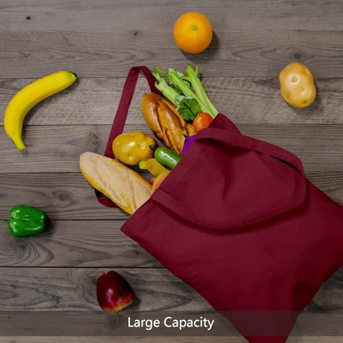 Image of TOPDesign 6-Pack Economical 16 inchx15 inch Burgundy Cotton Tote Bags, Lightweight Medium Reusable Grocery Shopping Cloth Bags, Suitable for DIY, Advertising, Promotion, Gift, Activity
