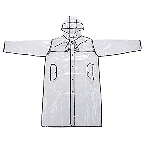 Mengsha's Transparent Fashionable Vinyl Women's Raincoat Runway Style, Black, Long