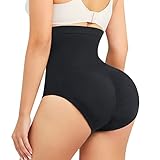 AOSBOEI Shapewear for Women Tummy Control Panty Padded Butt Lifter Hip Enhancer Underwear Shorts Seamless Slimming Briefs Black