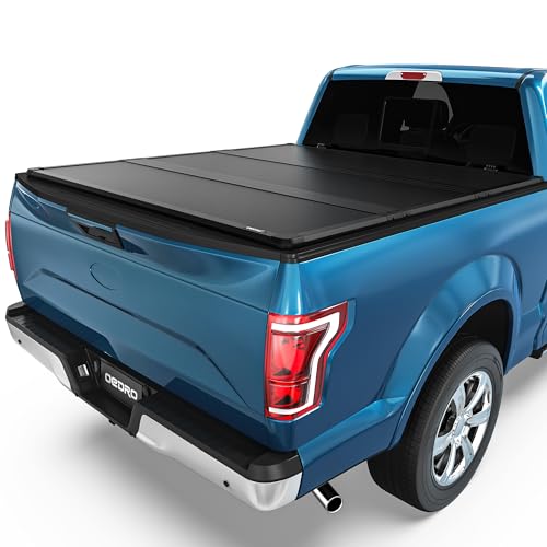 Image of OEDRO FRP Hard Tri-fold Tonneau Cover Fold Truck Bed Covers Fits for Ford F-150 F150 2004-2014 with 6.5 Feet Bed