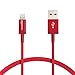 Amazon Basics Nylon Braided Lightning to USB Cable - MFi Certified Apple iPhone Charger, Red, 3-Foot (Durability Rated 4,000 Bends)