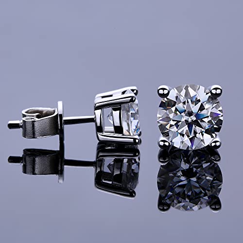 Moissanite Stud Earrings For Women Men, Nickel Free S925 Sterling Silver Hypoallergenic Earrings, 1Ct - 2Ct D Color Vvs1 Clarity Brilliant Round Cut Lab Created Diamond Earring Set Promise Birthday Christmas Gift (Classic 6 Prong, 1 Carats-(0.5Ct*2)-5Mm) #TOP4