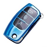 Coque de clé de voiture pour Ford Fiesta/Focus/Mondeo, souple en TPU (bleu)