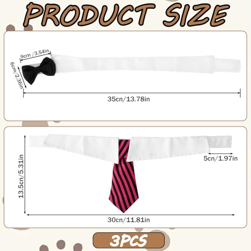 3 Pieces Dog Cat Bow Tie Adjustable Pet Neck Costume Puppy Pets Formal Necktie Collars Cat Dog Tie for Cats Small Puppy Grooming Accessories