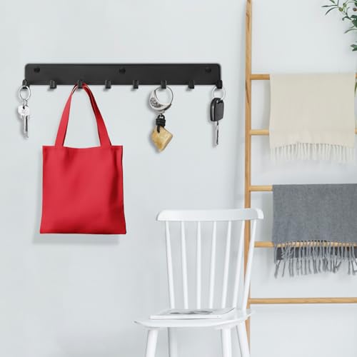 1 x Schlüsselbrett mit 8 Haken, Schwarz Schlüsselhalter für Wandhaken, Schlüsselhaken, Schlüsselboard, Schlüsselleiste für Küche Schlafzimmer Wohnzimmer Badezimmer Schlüssel Wandlagerung Organizer
