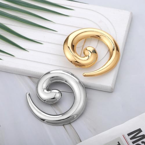 2 Pcs Round Spiral Snail Brooch Pin, Spiral Brooch for Women, Unique Twist Lapel Pins, Personalized Irregular Round Brooches, Fashion Statement Jewelry Accessories - Thumbnail 7