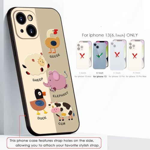 Printed Cute Animal Patter for iPhone 13 Cute Girl Cartoon Case, Printed with a for Women Girls Variety of Cartoon Animal Pattern Design of Cell Phone Protective Cover (B2-Cartoon)