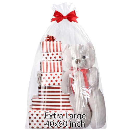 woric Extra Large Clear Cellophane Bags 40x60 Inch for Large Gift Baskets