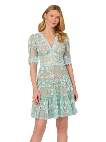 Adrianna Papell Vestido Bordado de Encaje para Mujer, Airy Aqua, 2