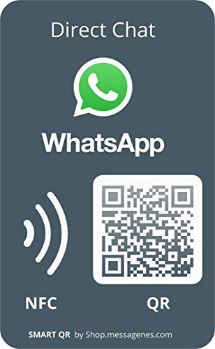 MESSAGENES - Pegatina con NFC y QR | Pegatina para Abrir WhatsApp | Compatible con WhatsApp Business | Pack 3 Unidades | QR Dinámico Editable | Analíticas de Escaneo | Sirve para iPhone y Android