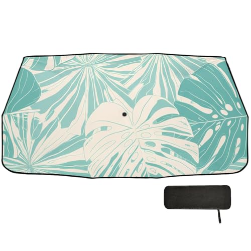 Kagirah Tropical Pattern Windshield Sun Shade Umbrella, Foldable Car Windshield Sun Shade Cover for Car Truck SUV, Black Sunscreen Coating, 58 x 29.7in