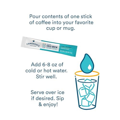 Cameron's Coffee Classic Cold Brew Instant Single Serve Sticks, Medium Roast , 100% Arabica , 128 Count - Thumbnail 5