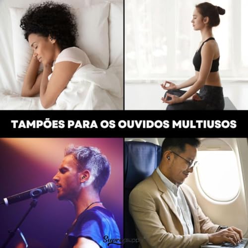 Protetor Auricular Earplugs Tampão de Ouvido com 4 Tamahos e Estojo Para Estudos Natação Trabalho Re